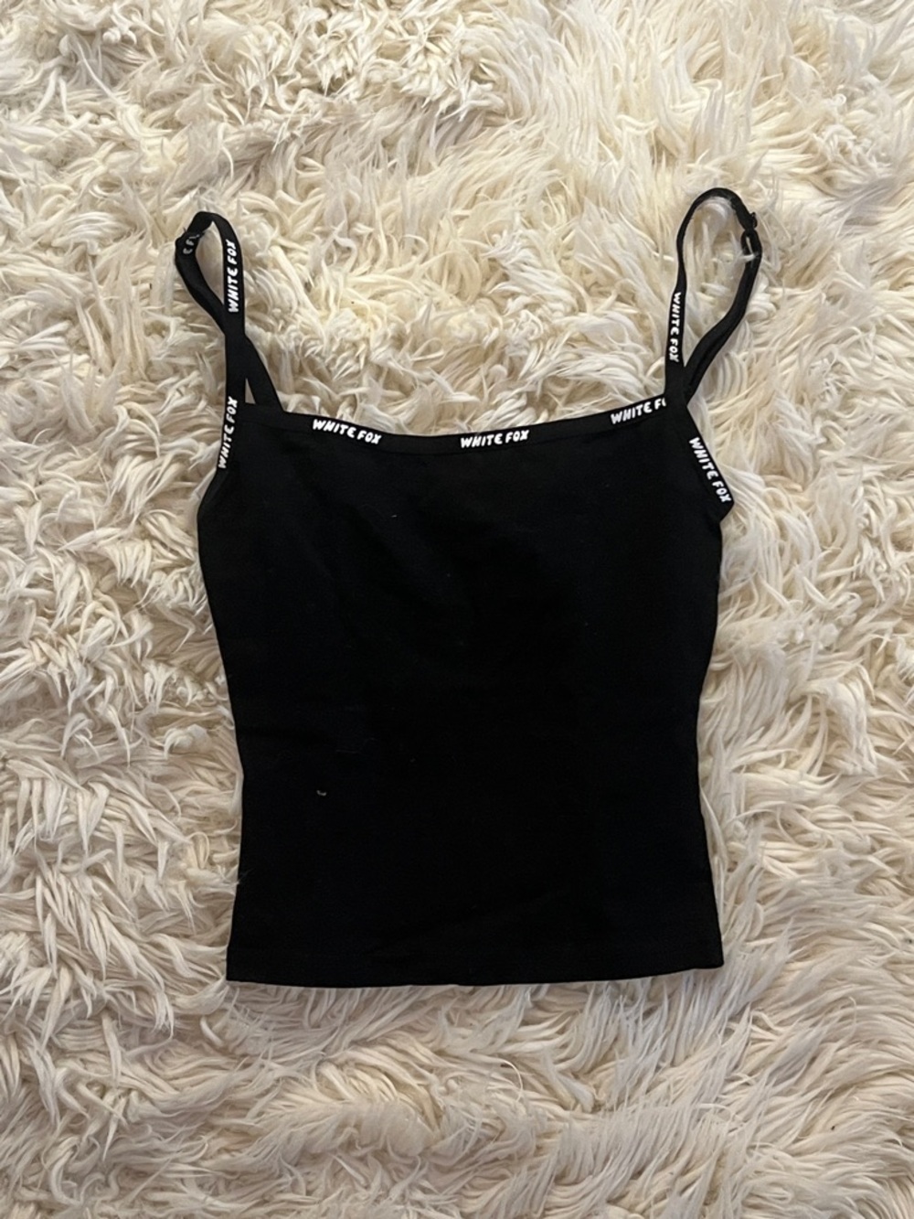 White Fox Black Logo Trim Cami Tank